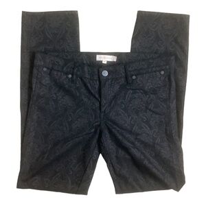 Tory Burch Honour Floral Lattice Jeans Pants Black